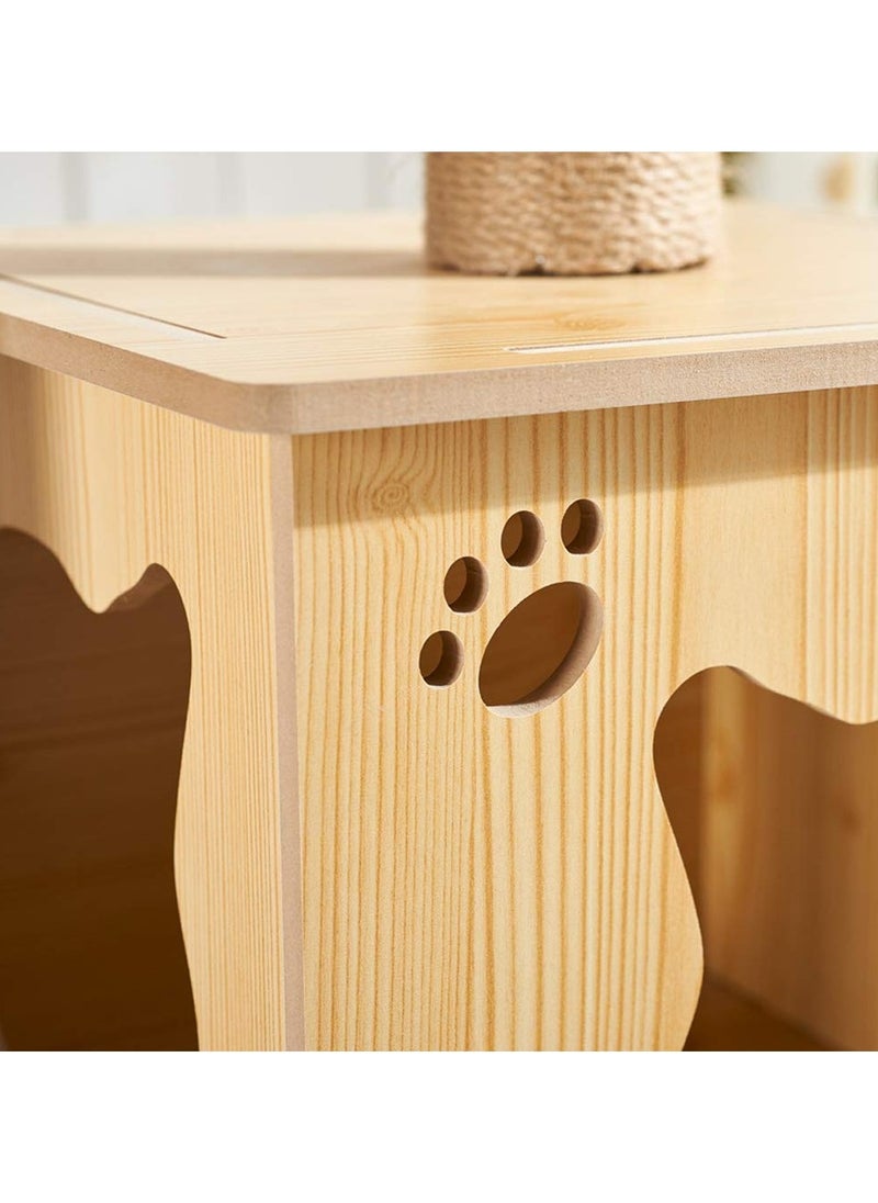 XiuWoo - 53inch Modern Wood Cat Tree Cats Tower With Apartment,Sisal Scratching Post,gazebo,hammock And Ladder,Kitten Furniture Activity Centre - Image 1
