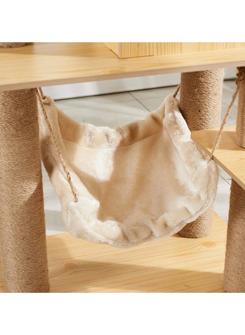 XiuWoo - 53inch Modern Wood Cat Tree Cats Tower With Apartment,Sisal Scratching Post,gazebo,hammock And Ladder,Kitten Furniture Activity Centre - Image 1