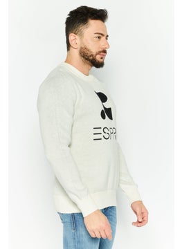 Esprit x Rest and Recreation Men Crew Neck Long Sleeves Knitted Sweater, White  - Image 3