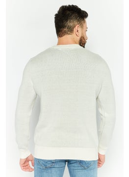 Esprit x Rest and Recreation Men Crew Neck Long Sleeves Knitted Sweater, White  - Image 4