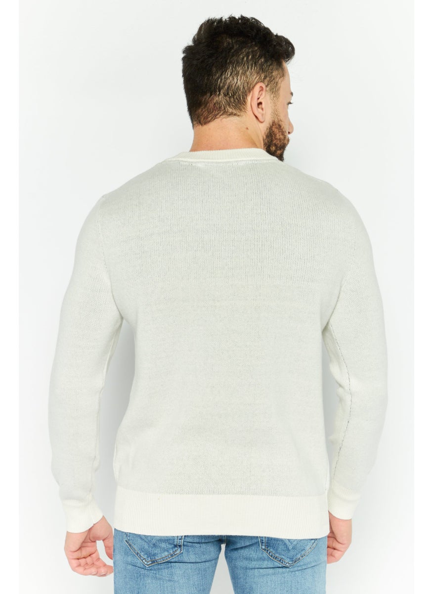 Esprit x Rest and Recreation Men Crew Neck Long Sleeves Knitted Sweater, White  - Image 4