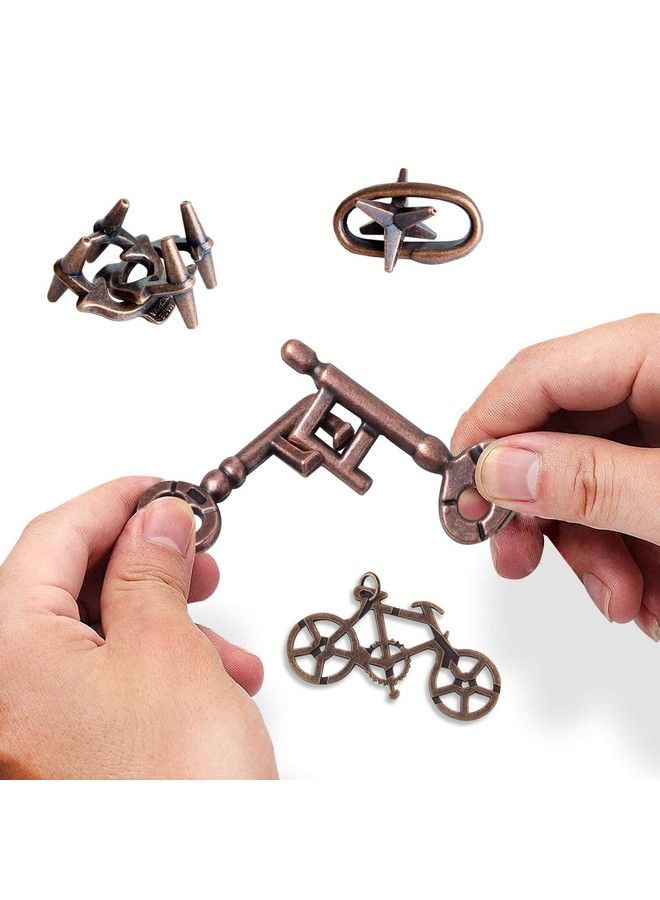 4 Pieces Brain Teaser Puzzles，Metal Cast Puzzle Games Toys，3D Highly Difficult Adult Puzzles，Iq Educational Box For Teens - Image 4