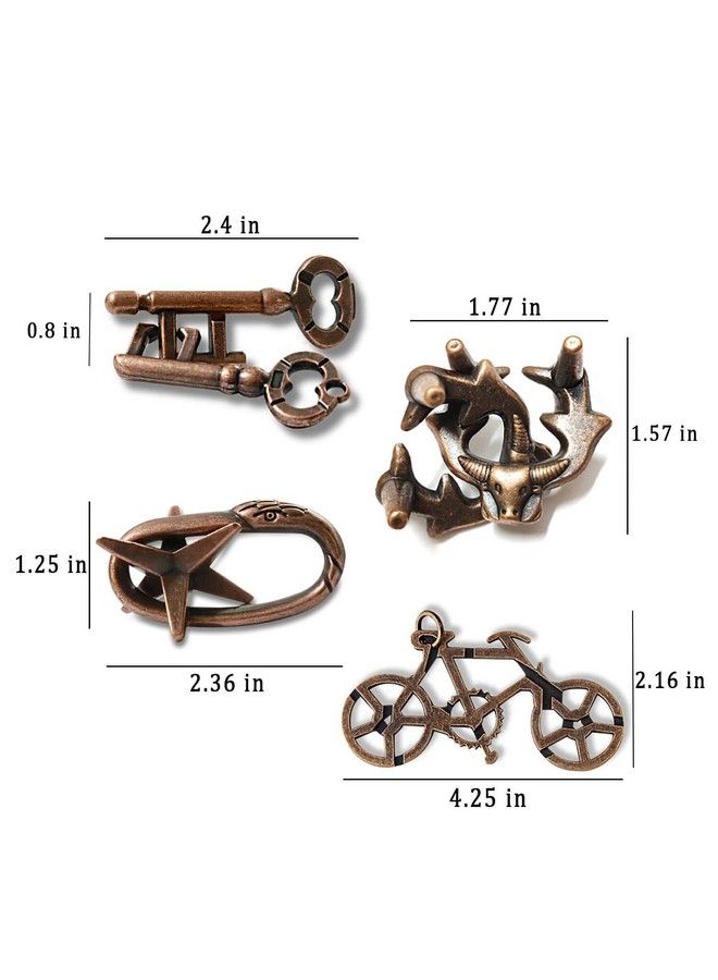 4 Pieces Brain Teaser Puzzles，Metal Cast Puzzle Games Toys，3D Highly Difficult Adult Puzzles，Iq Educational Box For Teens - Image 5