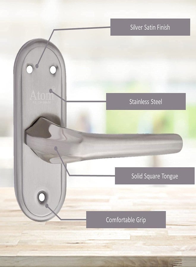 Atom Stainless Steel Bathroom Door Lock, Mortise Door Handle with Baby Latch Lock, Silver Satin Finish, Keyless, Bathroom Lockset for Door, Balcony Toilet Washroom, Orbit-Bl - Image 4