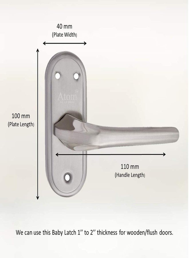 Atom Stainless Steel Bathroom Door Lock, Mortise Door Handle with Baby Latch Lock, Silver Satin Finish, Keyless, Bathroom Lockset for Door, Balcony Toilet Washroom, Orbit-Bl - Image 3