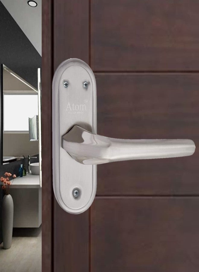 Atom Stainless Steel Bathroom Door Lock, Mortise Door Handle with Baby Latch Lock, Silver Satin Finish, Keyless, Bathroom Lockset for Door, Balcony Toilet Washroom, Orbit-Bl - Image 1