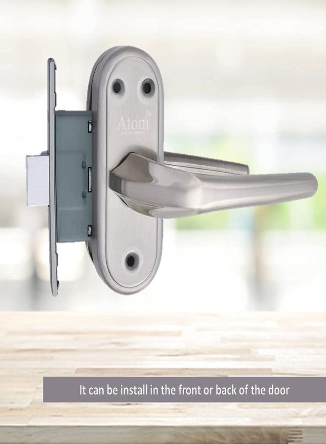 Atom Stainless Steel Bathroom Door Lock, Mortise Door Handle with Baby Latch Lock, Silver Satin Finish, Keyless, Bathroom Lockset for Door, Balcony Toilet Washroom, Orbit-Bl - Image 5