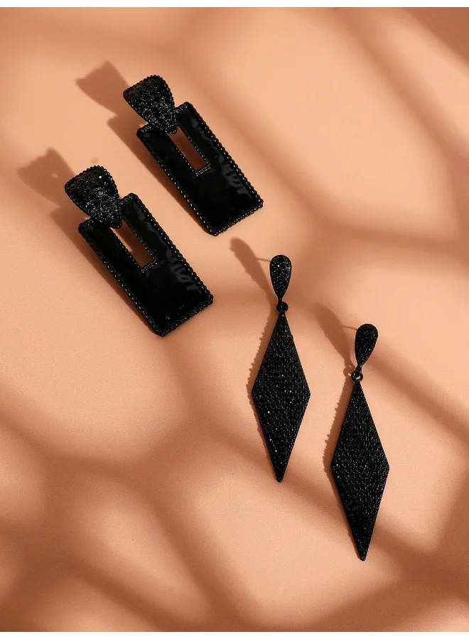 SOHI Pack Of Enamel Geometric Artificial Drop Earring Jewellery