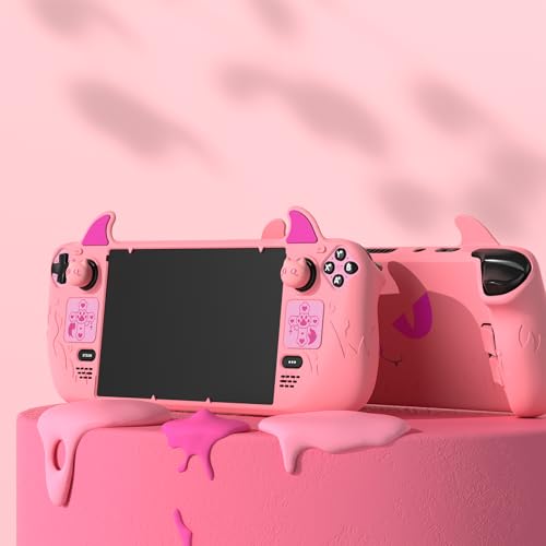 playvital غطاء واقي لطيف على شكل شيطان لجهاز Steam Deck LCD و OLED، واقي مضاد للانزلاق كاواي لجهاز Steam Deck OLED مع أغطية قبضة الإبهام وملصقات لوحات التحكم ومجموعة تحسين الزر الخلفي - وردي - Image 5