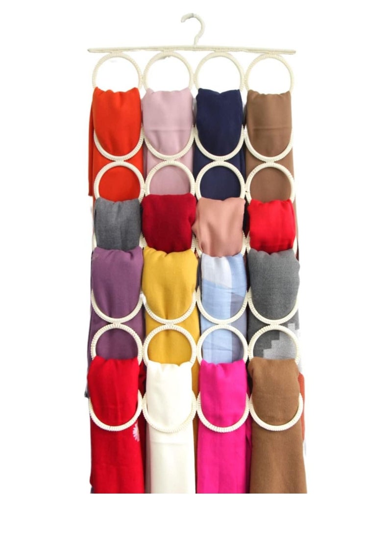 28 Hole Ring Rope Scarf Organizer Wraps Shawl Storage Holder Hook Hanger