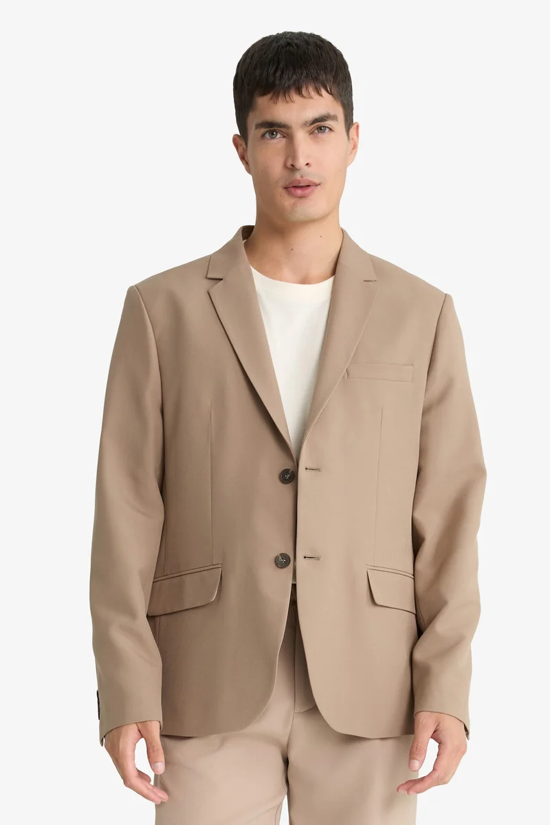 ديفاكتو Slim Fit Twill Button Down Blazer
