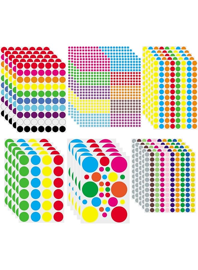 إيروريكس 4440 قطعة من ملصقات النقاط الدائرية الملونة، 30 ورقة متعددة الأحجام، ملصقات ذاتية اللصق ملونة سهلة التقشير، ملصقات ترميز ملونة، ملصقات دائرية مزخرفة، ملصقات تحديد للاستخدام المنزلي والمكتبي - Image 1