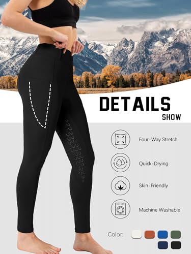 DMVOD Women's Horse Riding Pants Active Silicon Grip Full Seat Breeches for Women Equestrian Pants Black XS - Image 4