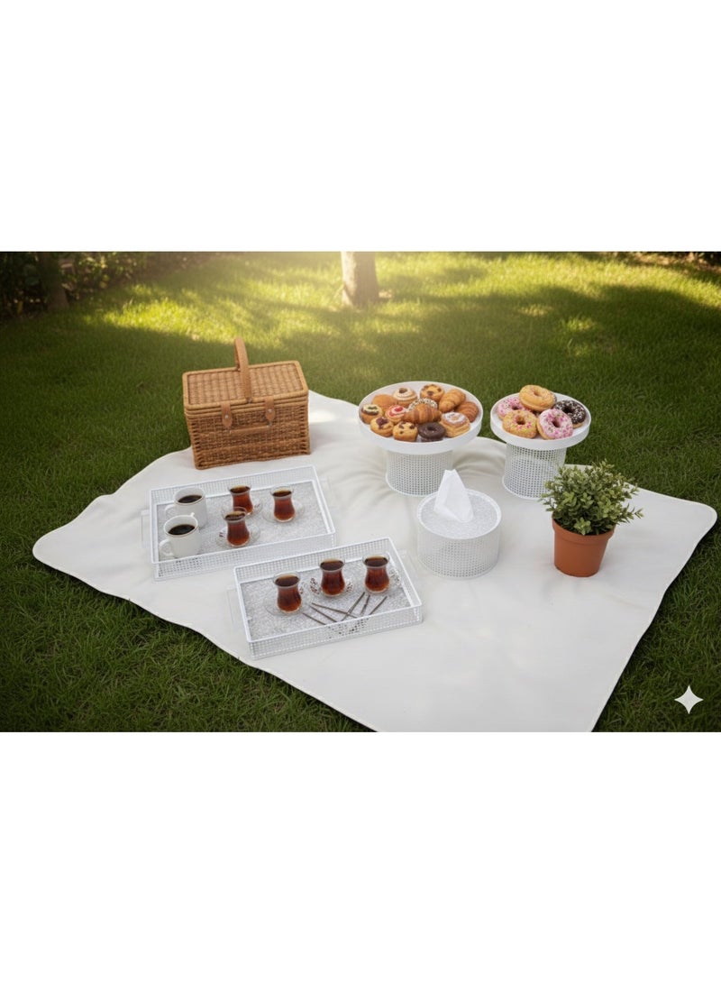 Cake and dessert stand set with serving trays and napkin holder - Image 2
