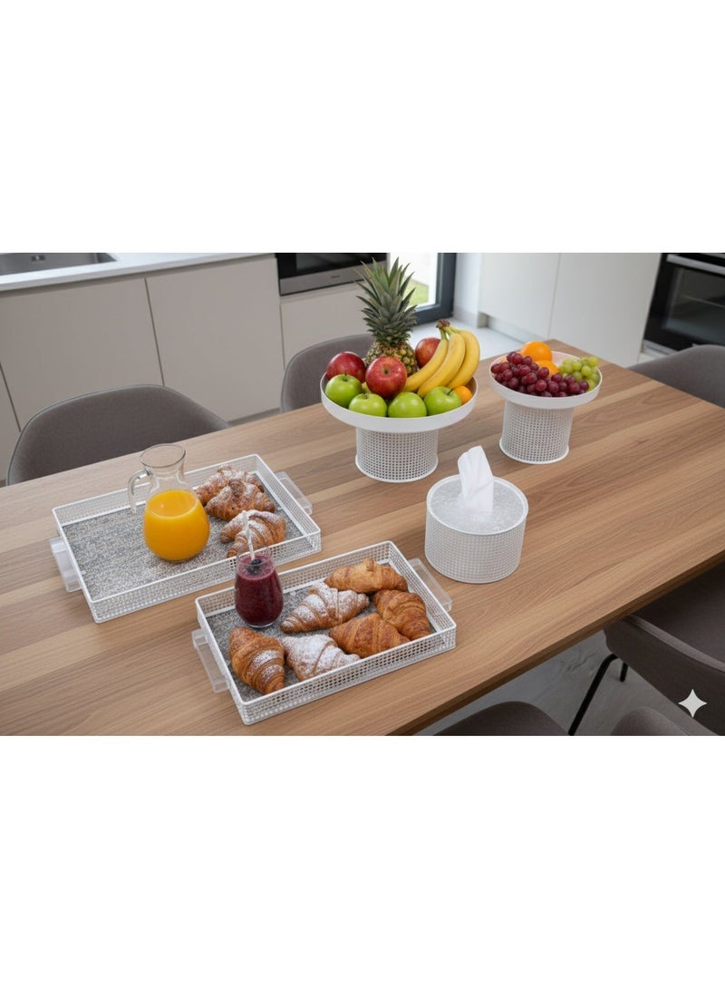 Cake and dessert stand set with serving trays and napkin holder - Image 1