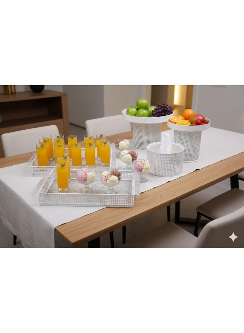 Cake and dessert stand set with serving trays and napkin holder - Image 3
