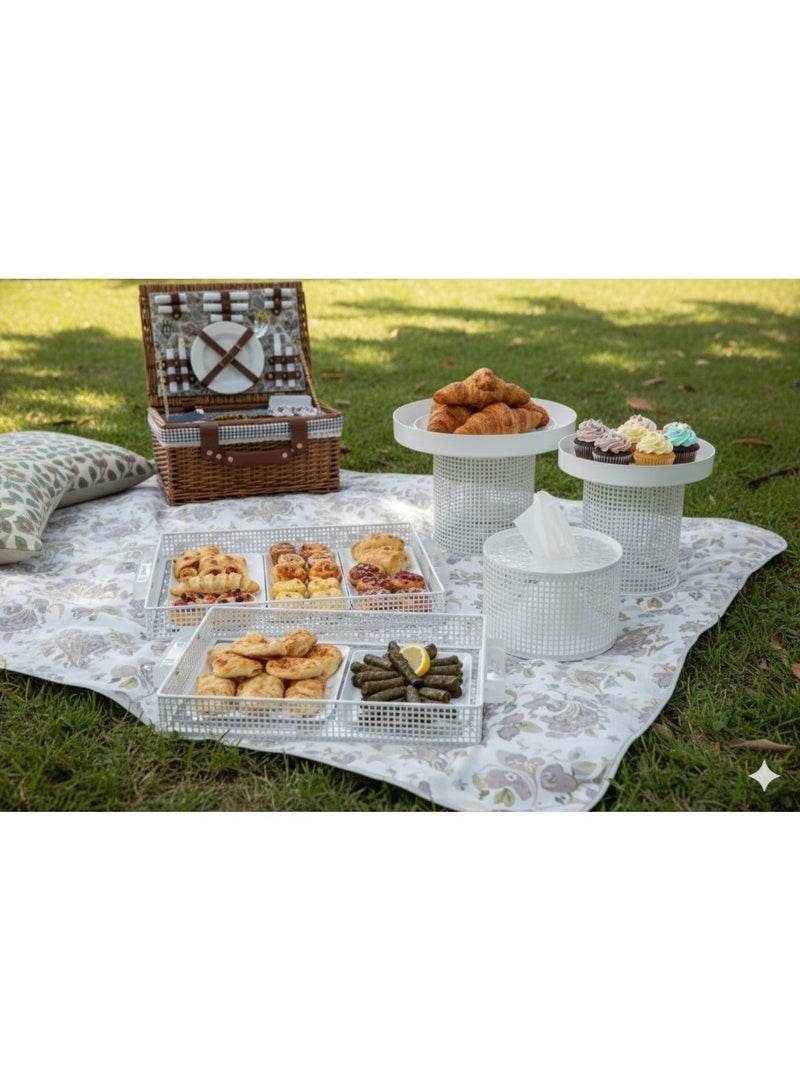 Cake and dessert stand set with serving trays and napkin holder - Image 4