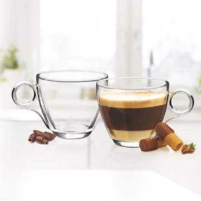 Varahry 190 ml Round Transparent Glass TeaCoffee Cup Idel for Office Home Cafe Gift Set 6 - Image 1