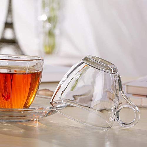 Varahry 190 ml Round Transparent Glass TeaCoffee Cup Idel for Office Home Cafe Gift Set 6 - Image 5