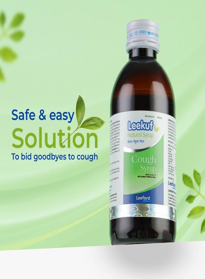 Leeford Leekuf Natural Cough Syrup Pack of 3 (100ml Each) - with Goodness of Mulethi, Adrak and Tulsi || Cough Syrup For Dry Cough || Safe and Effective || For Adults - Image 2