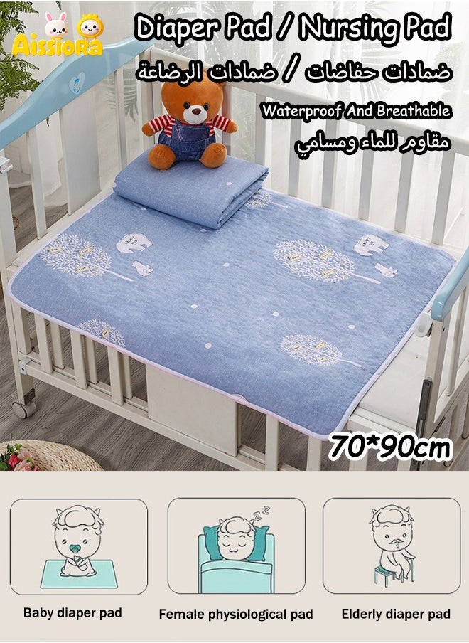 Aissiora Baby Waterproof Bed Pad Bed Wetting Pads Washable for Kids Toddler Potty Training Pads Baby Wateproof Pad Mat for Pack n Play/Crib/Mini Crib Reusable Incontinence Underpads for Kids/Adult/Pets  - Image 1