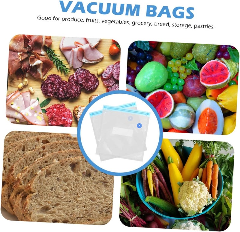 PRETYZOOM Reusable Vacuum Sealer Bags 25pcs Thickened Food Storage Bags with Blue and White Zipper Clips for Meat Preservation and Fresh Keeping - Image 3
