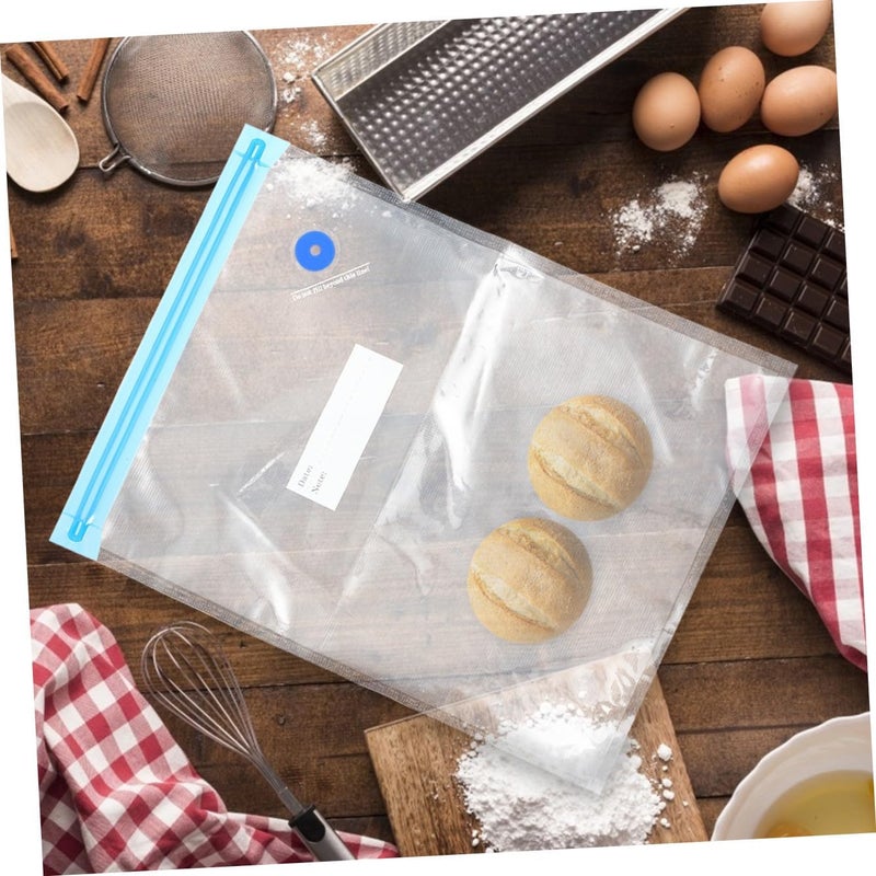 PRETYZOOM Reusable Vacuum Sealer Bags 25pcs Thickened Food Storage Bags with Blue and White Zipper Clips for Meat Preservation and Fresh Keeping - Image 4