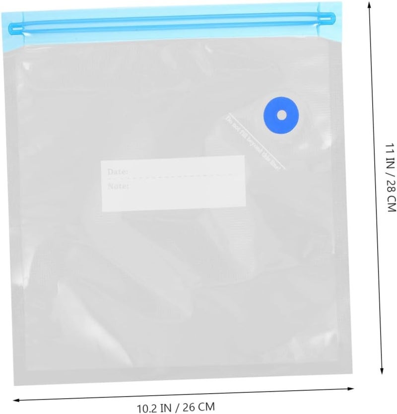PRETYZOOM Reusable Vacuum Sealer Bags 25pcs Thickened Food Storage Bags with Blue and White Zipper Clips for Meat Preservation and Fresh Keeping - Image 2