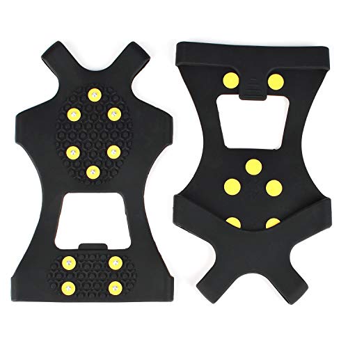 EONPOW Ice Grips, Ice & Snow Grips Cleat Over Shoe/Boot Traction Cleat Rubber Spikes Anti Slip 10 Steel Studs Crampons Slip-on Stretch Footwear (Size M) - Image 2