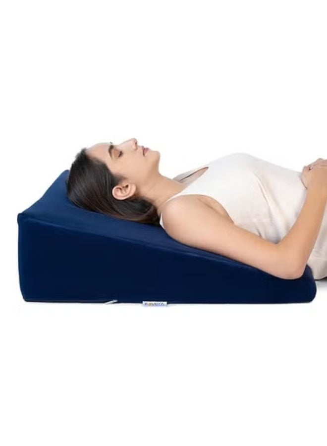 Bed Wedge Pillow with Memory Foam – Back Support Cushion for Acid Reflux, GERD, Snoring, Post-Surgery Recovery, Pregnancy, and Relaxation in Bed – Medium Size (26" x 24" x 7")