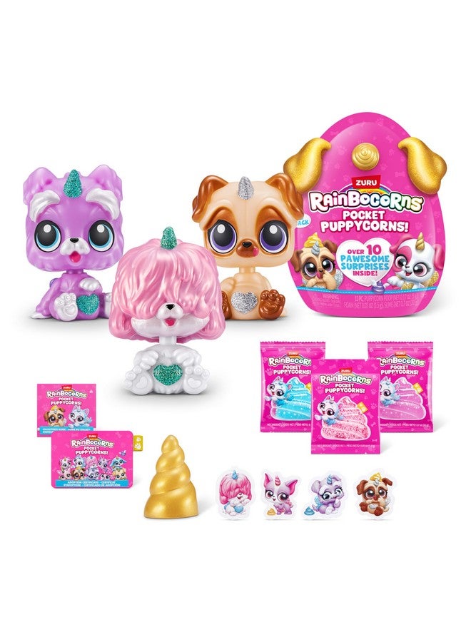 راينبوكورنز رينبوكورنز 9284، لعبة جرو صغيرة، مفاجأة قابلة للتجميع، تمثال صغير، لعبة جرو لطيفة (عبوة من 3 قطع)، حجم صغير - Image 1