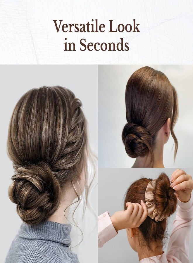 Capilus Natural Human Hair Buns - Messy Juda Bun Hair Extension - Indian made Donut Scrunchies with Elastic Rubber band (Natural Black) - Image 4