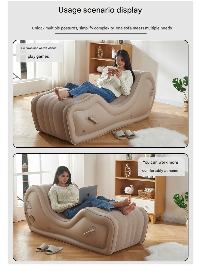 Sharpdo - Inflatable Sofa,Inflatable Lounge Chair Leisure Sofa Thickened Flocked Adult Lazy Sofa,One-Button Automatic Inflation - Image 1