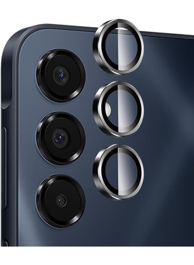 Compatible with Camera Lens Protector for Samsung Galaxy A16 5G/4G Accessories, 9H Tempered Glass Screen Protector with Individual Metal Rings for Samsung A16, Case Friendly, Anti-Scratch (Black)