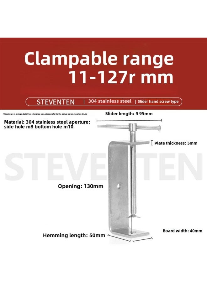 304 Stainless Steel Fixing Clip To Stabilize Steel Beam Pipe Clamp Clamp Clamp Clamp Clamp Clamp U-shaped Clip Square Tiger Clip-Specification Model:[sliding Rod Hand Screw Type] Opening 130mm  - Image 1