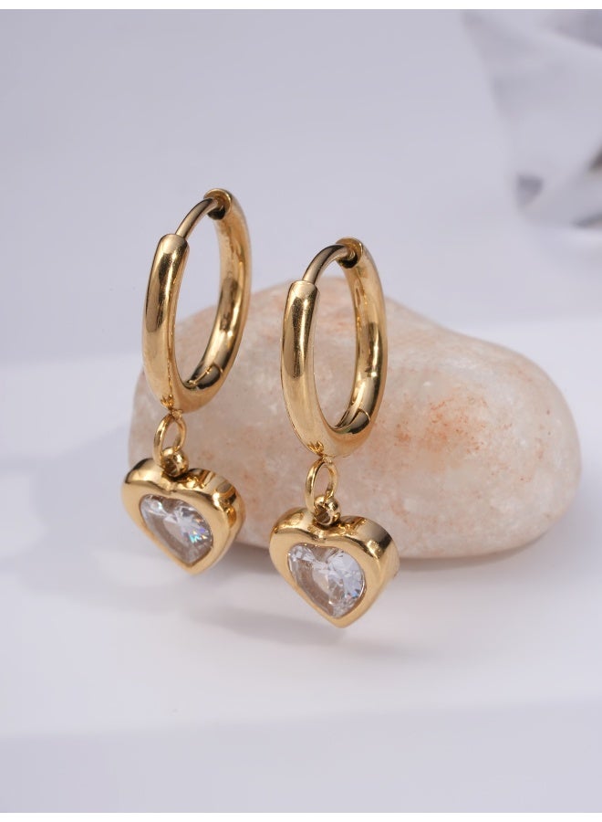 PALMONAS 18k Gold Tone Plated Gemini Heart Hoops
 for Women - Image 4