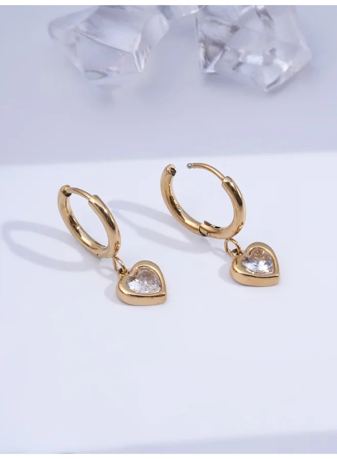 بالموناس PALMONAS 18k Gold Tone Plated Gemini Heart Hoops
 for Women