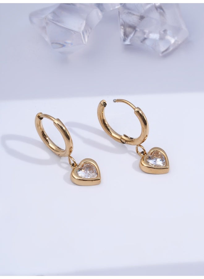 PALMONAS 18k Gold Tone Plated Gemini Heart Hoops
 for Women - Image 2