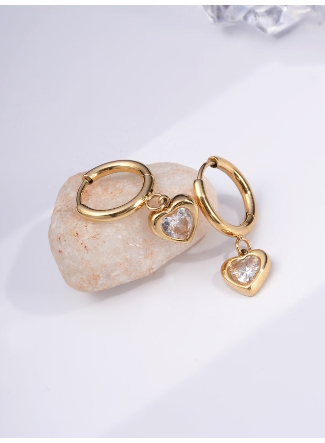 PALMONAS 18k Gold Tone Plated Gemini Heart Hoops
 for Women - Image 3