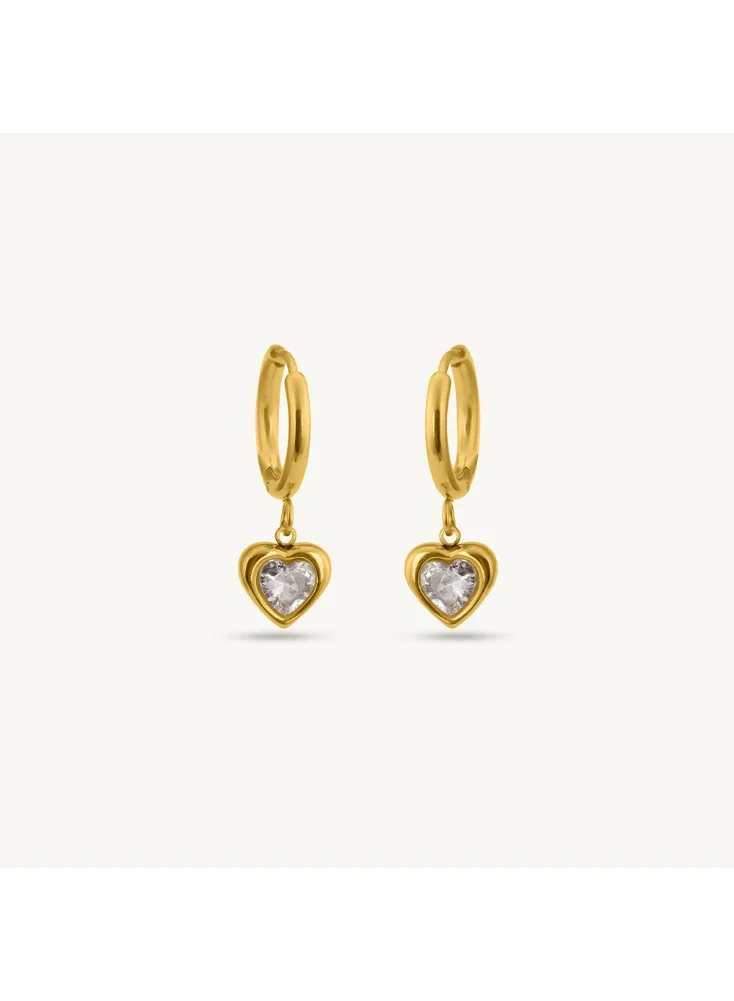 بالموناس PALMONAS 18k Gold Tone Plated Gemini Heart Hoops
 for Women