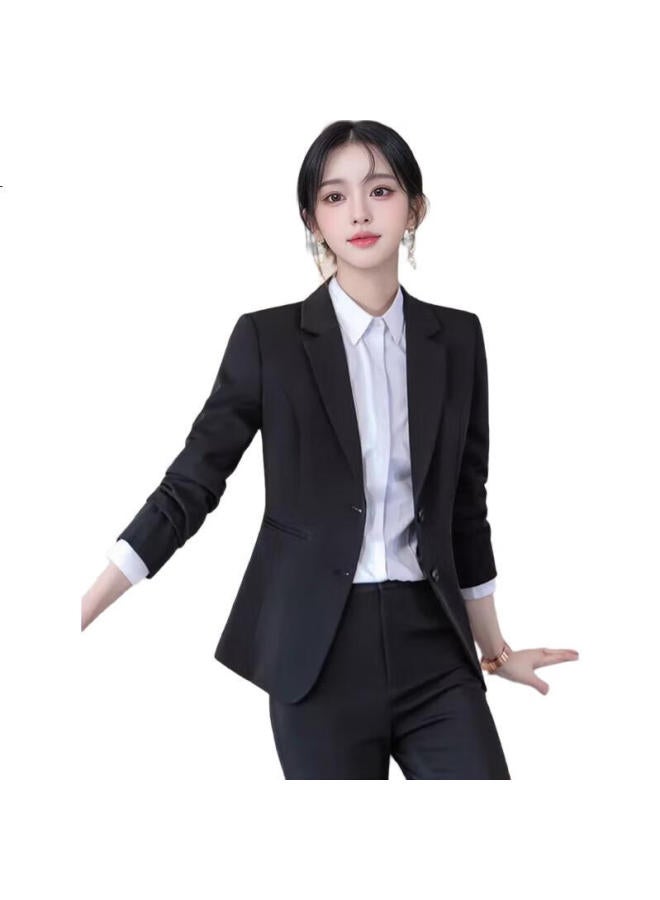 Teluoman Black Professional Women'S Suit Set Elegant Commuting Formal Interview Business Suit Jacket Workwear - Image 1