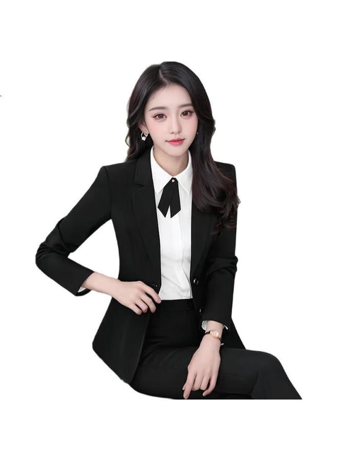 Teluoman Black Professional Women'S Suit Set Elegant Commuting Formal Interview Business Suit Jacket Workwear - Image 2
