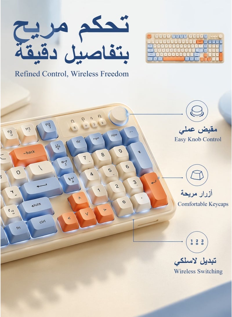 إم دي اتش إل لوحة مفاتيح ميكانيكية، لاسلكية ثلاثية الأوضاع، لوحة مفاتيح ألعاب بإضاءة خلفية لأجهزة الكمبيوتر/اللاعبين - Image 4