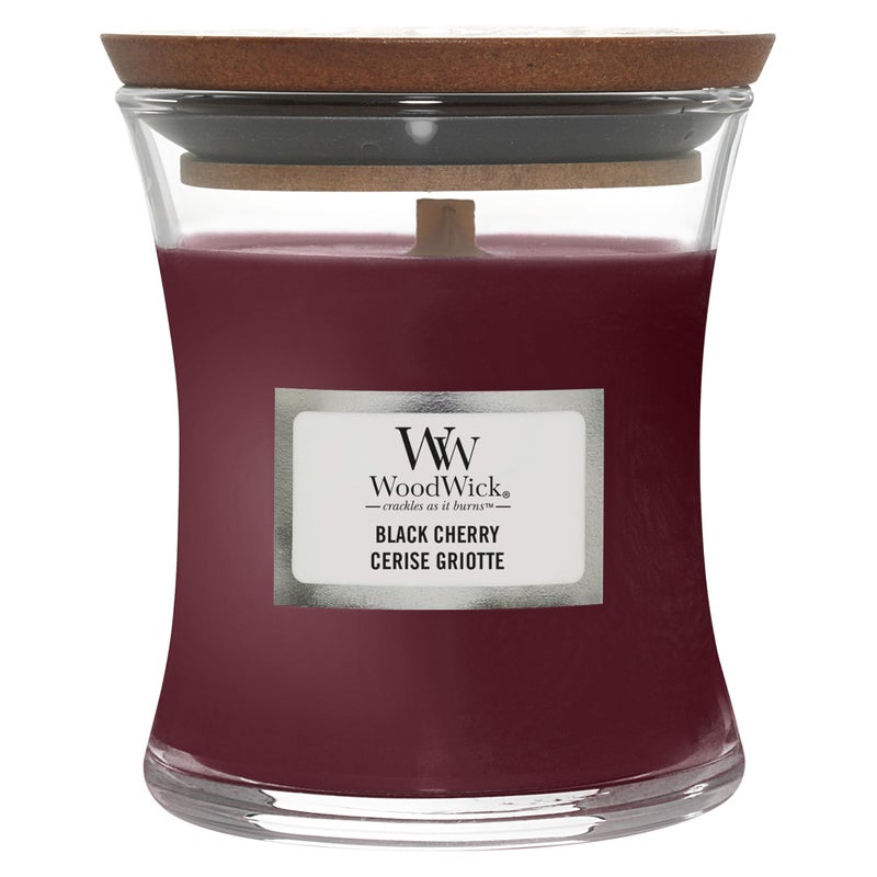 WoodWick Scented Candle with Crackling Wick  Black Cherry Mini Hourglass Candle  Up to 20 Hours Burn Time  Perfect Gifts for Women