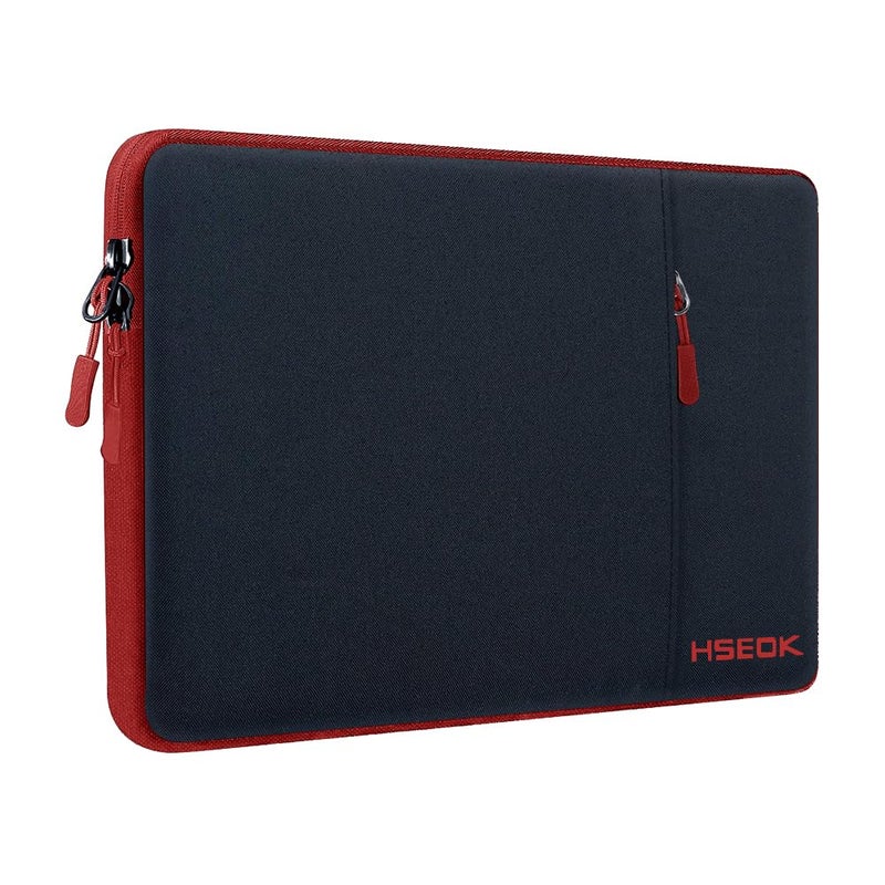 Hseok Laptop Sleeve 15.6 16 inch Case Compatible with MacBook Neo 16, MacBook Pro 16" M5/M4/M3/M2/M1, MacBook Air Pro 15", XPS 16, Most 15" 15.6" 16" Notebooks,Black&Red - Image 1