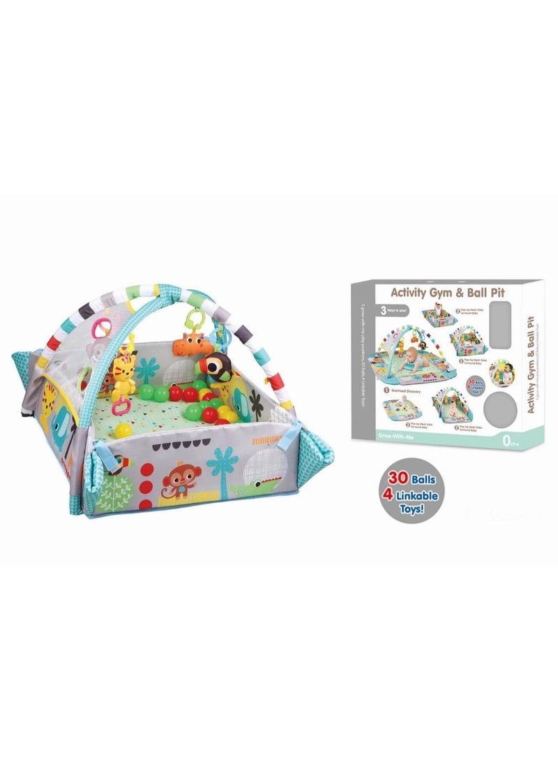 حصيرة أنشطة مع حوض كرات للأطفال – 3 في 1 Grow-With-Me - Image 2