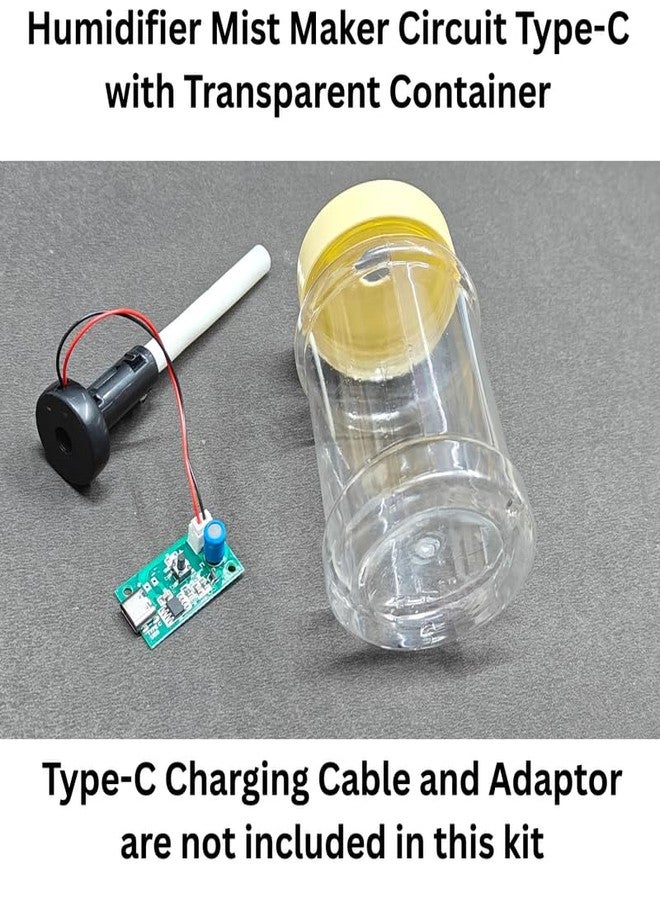 ESPtronics جهاز ترطيب الهواء البارد بالموجات فوق الصوتية من إي إس بيترونيكس، طقم تركيب ذاتي لصنع الضباب، وحدة من النوع C، لوحة دوائر كهربائية 5 فولت مع وعاء سعة 100 مل، مناسب للغرف والمكاتب وأحواض السمك والسيارات - Image 4