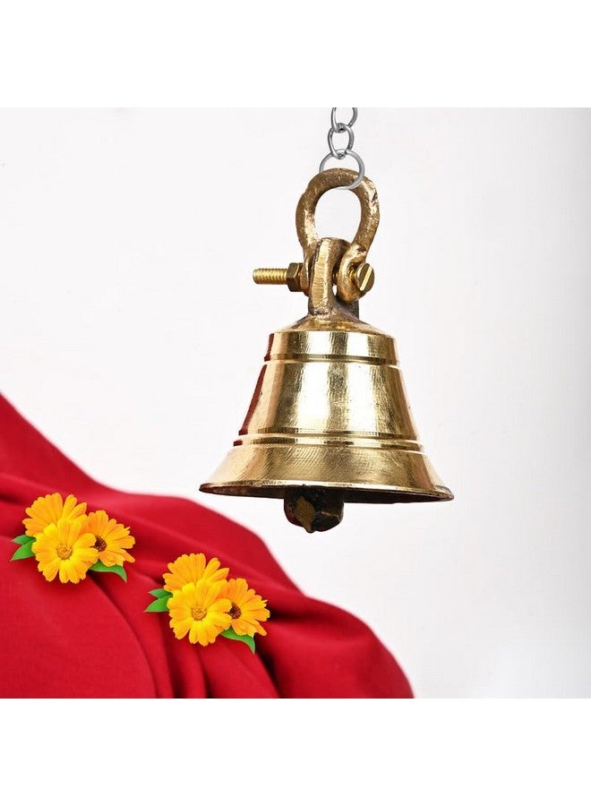 DOKCHAN Brass Wall Hanging Bell and Hanging Hook for Home Mandir Temple Decorative I Puja Room (Size - 10cm | Weight - 537gm) - Image 4