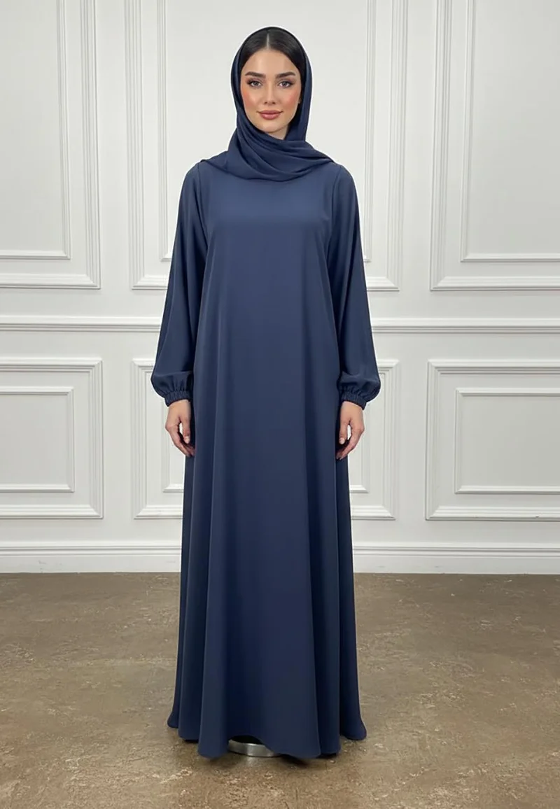 نخبة Minimalist Cuffed Sleeve Flowing Abaya-891
