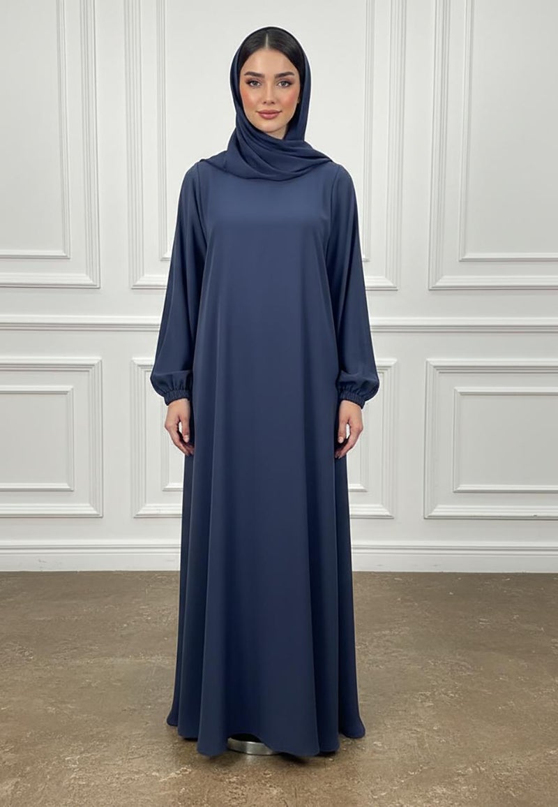 NUKHBAA Minimalist Cuffed Sleeve Flowing Abaya-891 - Image 1